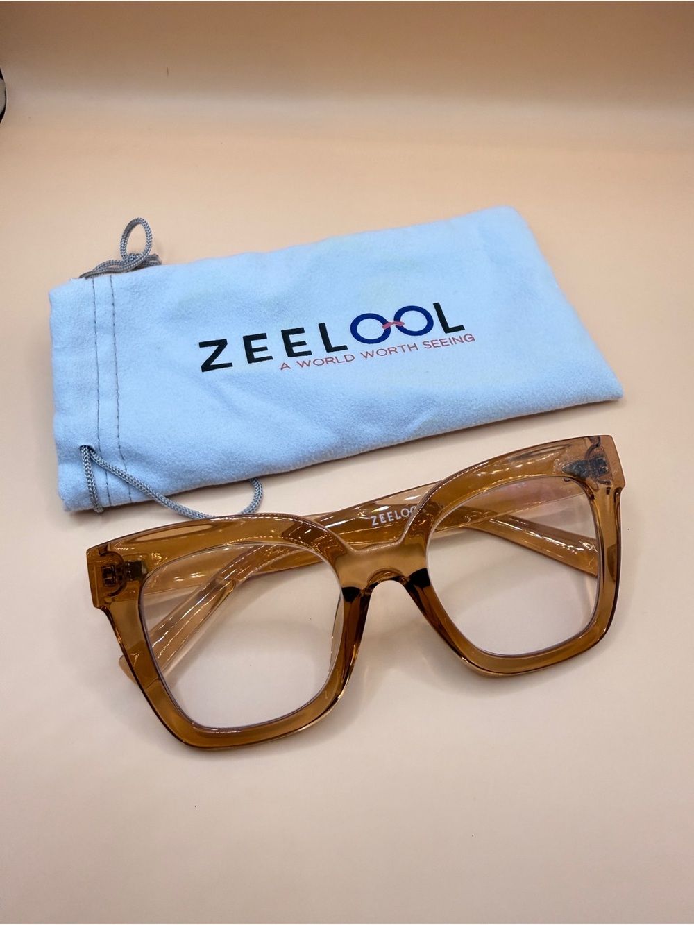 ZEELool Amber Cat-Eye Glasses Frame,No prescription